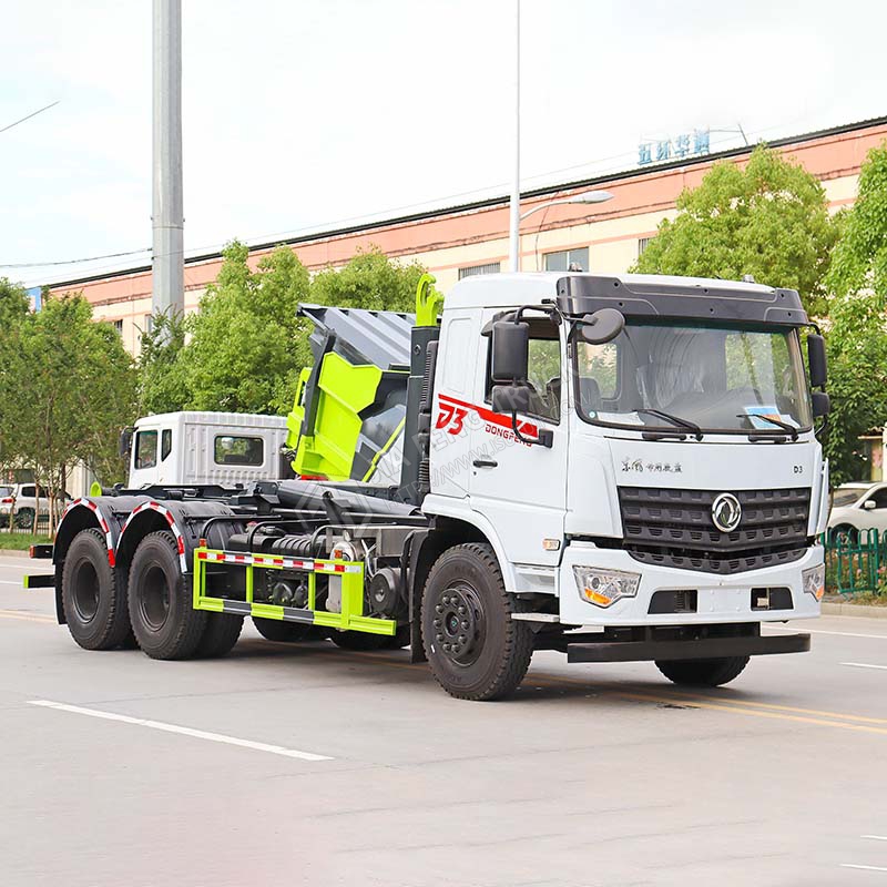 Dongfeng Special Chassis D3 Hook Arm Garbage Truck with Waste Station